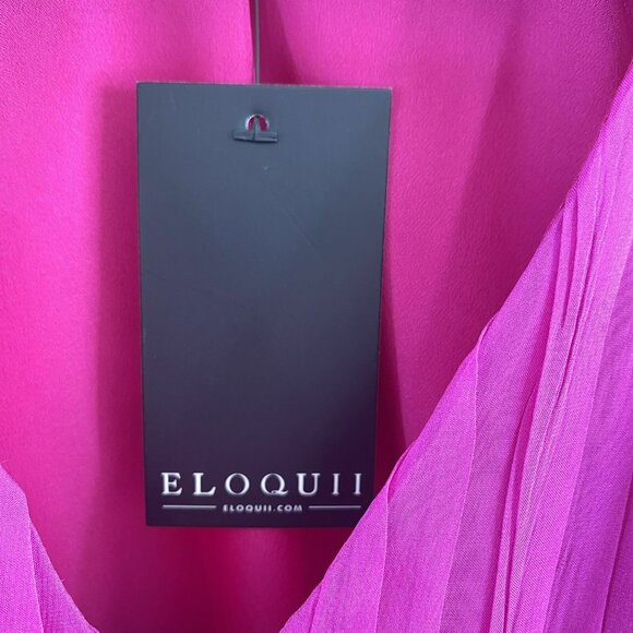 ELOQUII Dress Womens Plus Size 18 Surplice Pleated Long Sleeve Midi Pink NWT - Picture 4 of 5